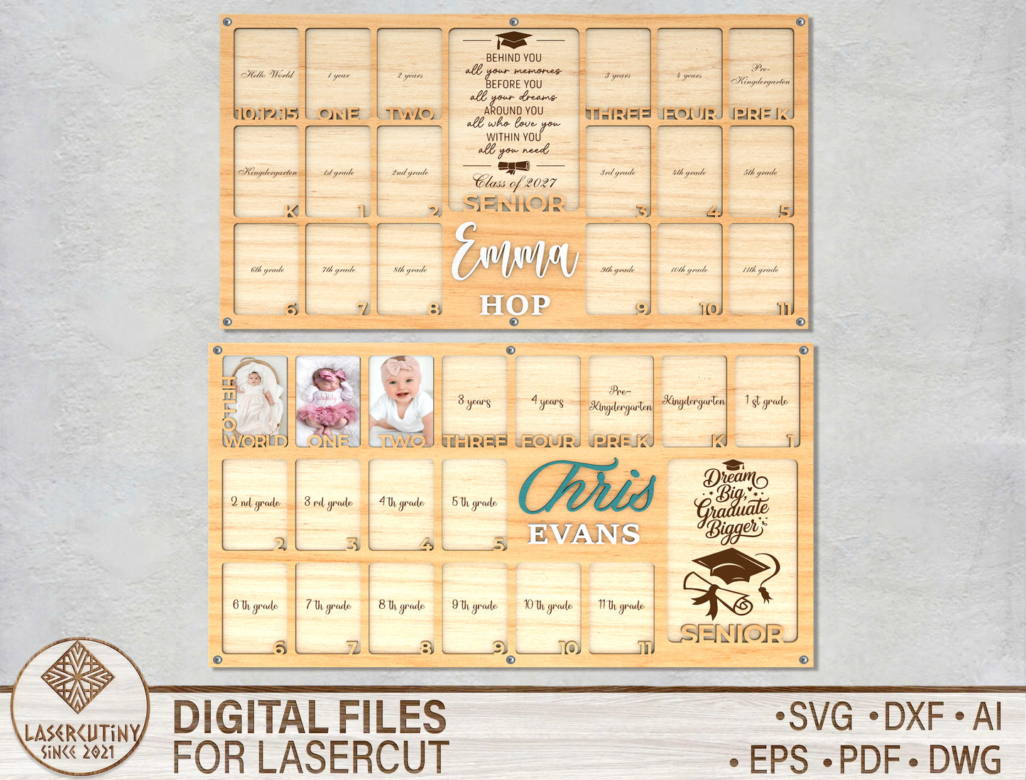 Graduation Grade Photo Frame SVG Laser Cut File for LightBurn and xTool