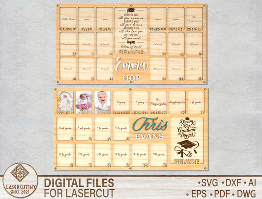 Graduation Grade Photo Frame SVG Laser Cut File for LightBurn and xTool