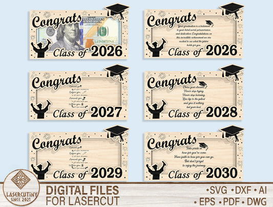 Graduation Money Holder SVG Bundle Laser Cut File for xTool and Glowforge