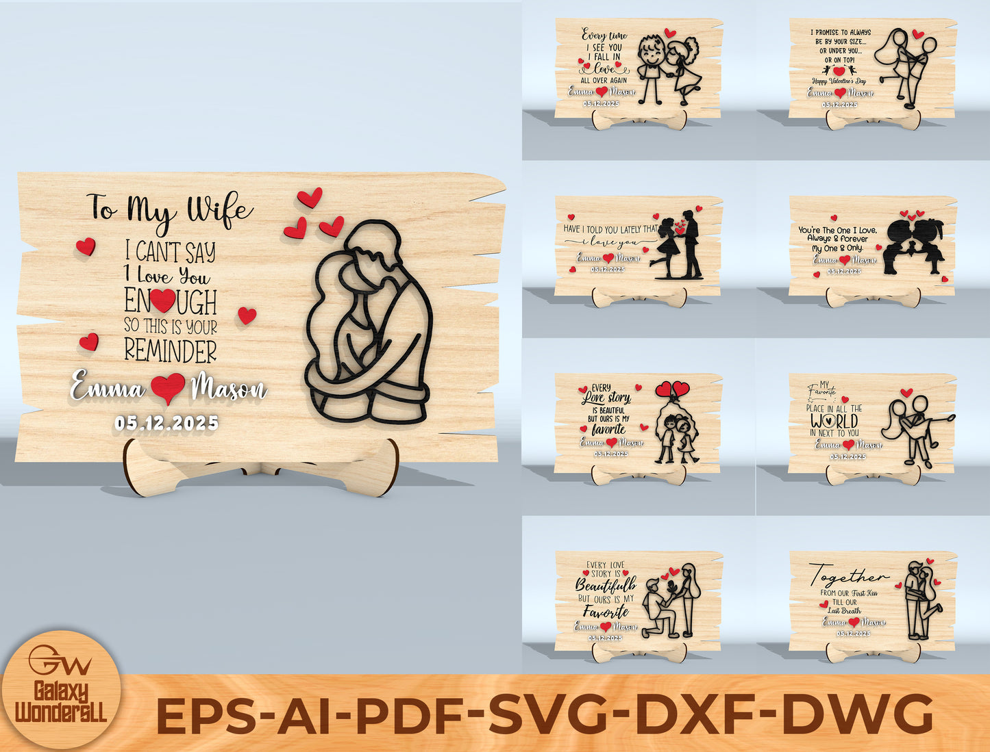 My Wife I Can’t Live Without You Laser Cut File | Couple Love Puzzle SVG | Romantic Wooden Sign Design | Glowforge, xTool, LightBurn, etc.