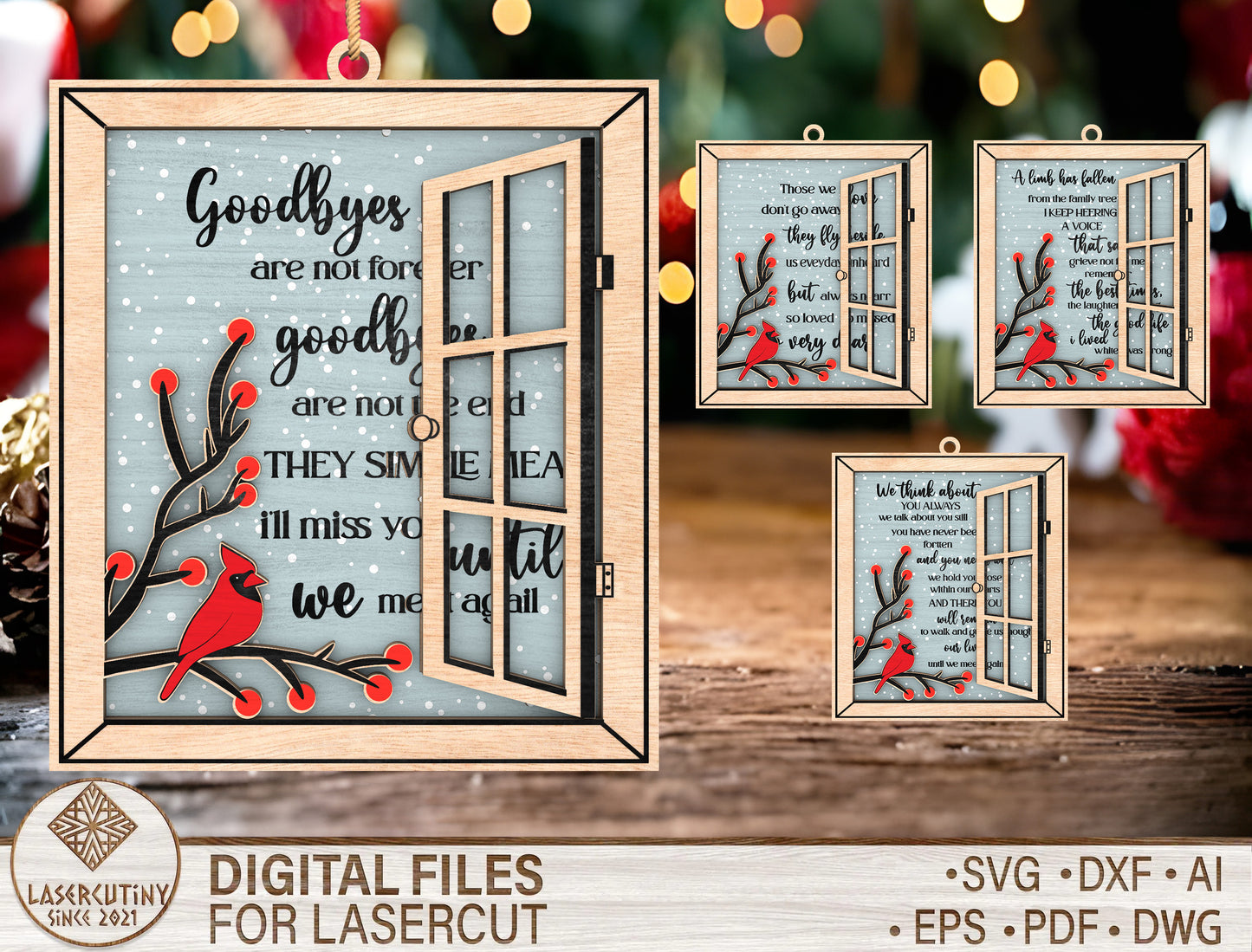 Memorial Window Ornament SVG Bundle for xTool and Glowforge