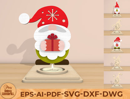 Christmas Santa Candle Holder Laser Cut File | Ready to Cut | Glowforge, xTool, LightBurn, etc.
