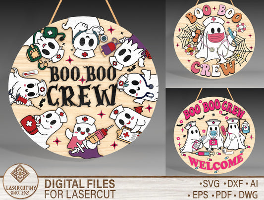 Halloween Cow Ghost Round Sign SVG Bundle 3 Designs for xTool LightBurn
