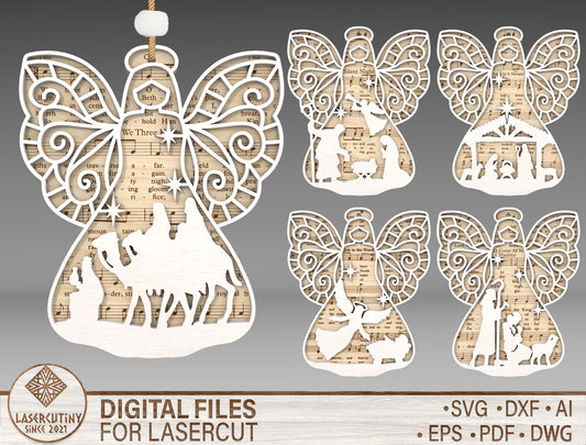 Nativity Hymn Angel Ornament SVG Bundle 1