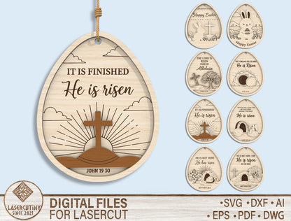 Christian Easter Egg Ornament SVG Bundle for LightBurn and Glowforge