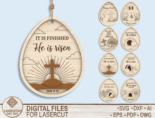 Christian Easter Egg Ornament SVG Bundle for LightBurn and Glowforge