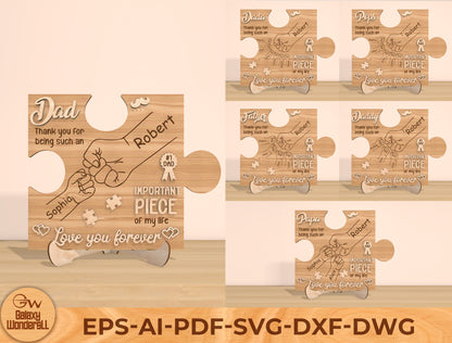 Father’s Day Puzzle Sign SVG Laser Cut File | Personalized Dad Gift | Wooden Family Keepsake | Glowforge, xTool, LightBurn, etc.