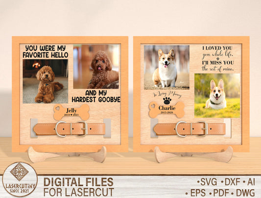 Dog Collar Memorial Frame SVG Laser Cut File for Glowforge