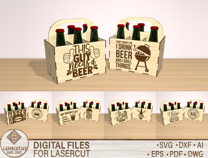 Funny Dad Beer Carrier SVG Bundle Laser Cut File for Glowforge and xTool