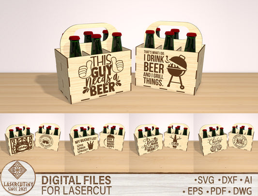 Funny Dad Beer Carrier SVG Bundle Laser Cut File for Glowforge and xTool