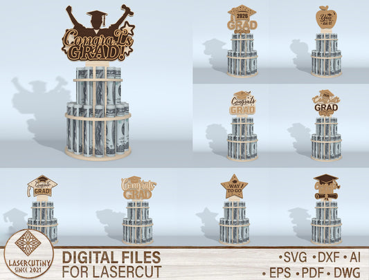 Graduation Money Cake SVG Bundle Laser Cut File for Glowforge and LightBurn