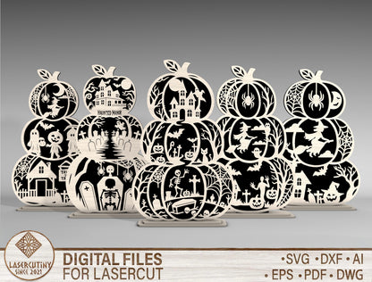 Halloween Pumpkin Silhouette SVG Bundle Laser Cut Files for Glowforge