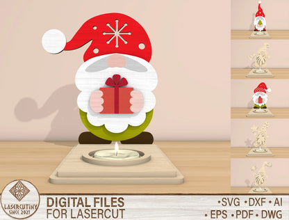 Christmas Santa Candle Holder Laser Cut File | Ready to Cut | Glowforge, xTool, LightBurn, etc. My Store