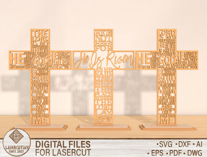 Christian Cross Faith Quote Tabletop Sign SVG Bundle for LightBurn and xTool