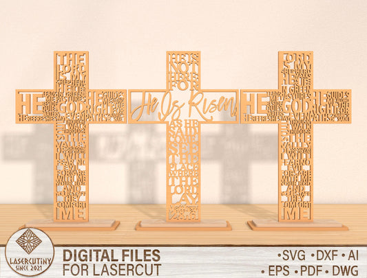 Christian Cross Faith Quote Tabletop Sign SVG Bundle for LightBurn and xTool