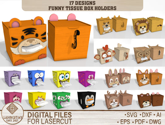 Funny Tissue Box Holder SVG Bundle for Glowforge and LightBurn