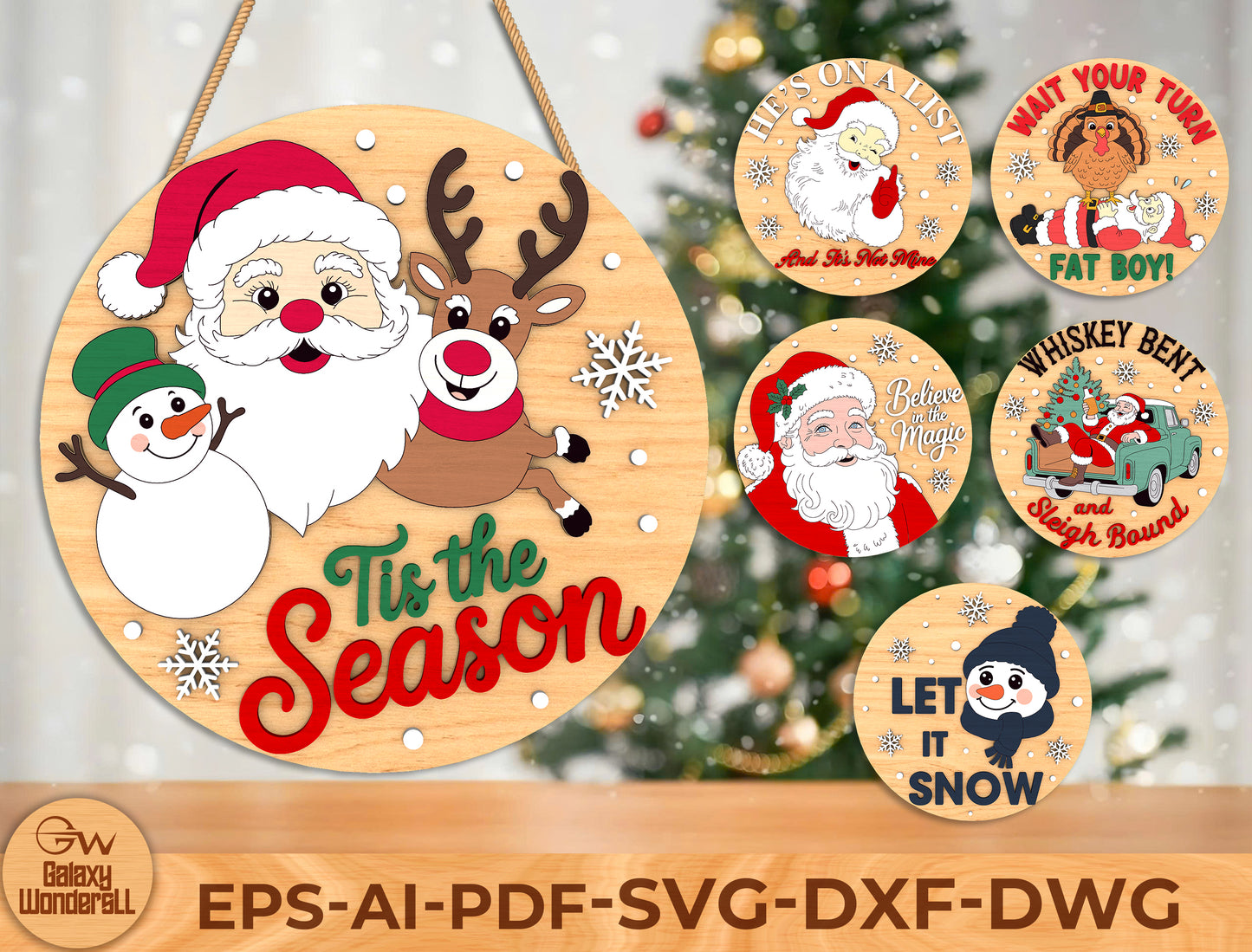 Christmas Round Sign Ornament Laser Cut File | Funny Holiday Quotes | Ready to Cut | Glowforge, xTool, LightBurn, etc.