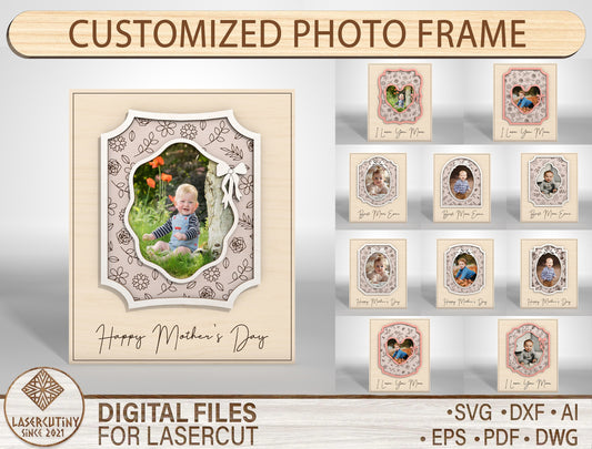 I Love You Mom Custom Photo Frame SVG for LightBurn and xTool