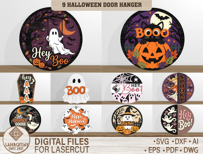 Halloween Door Hanger SVG Bundle Ghost Pumpkin Designs