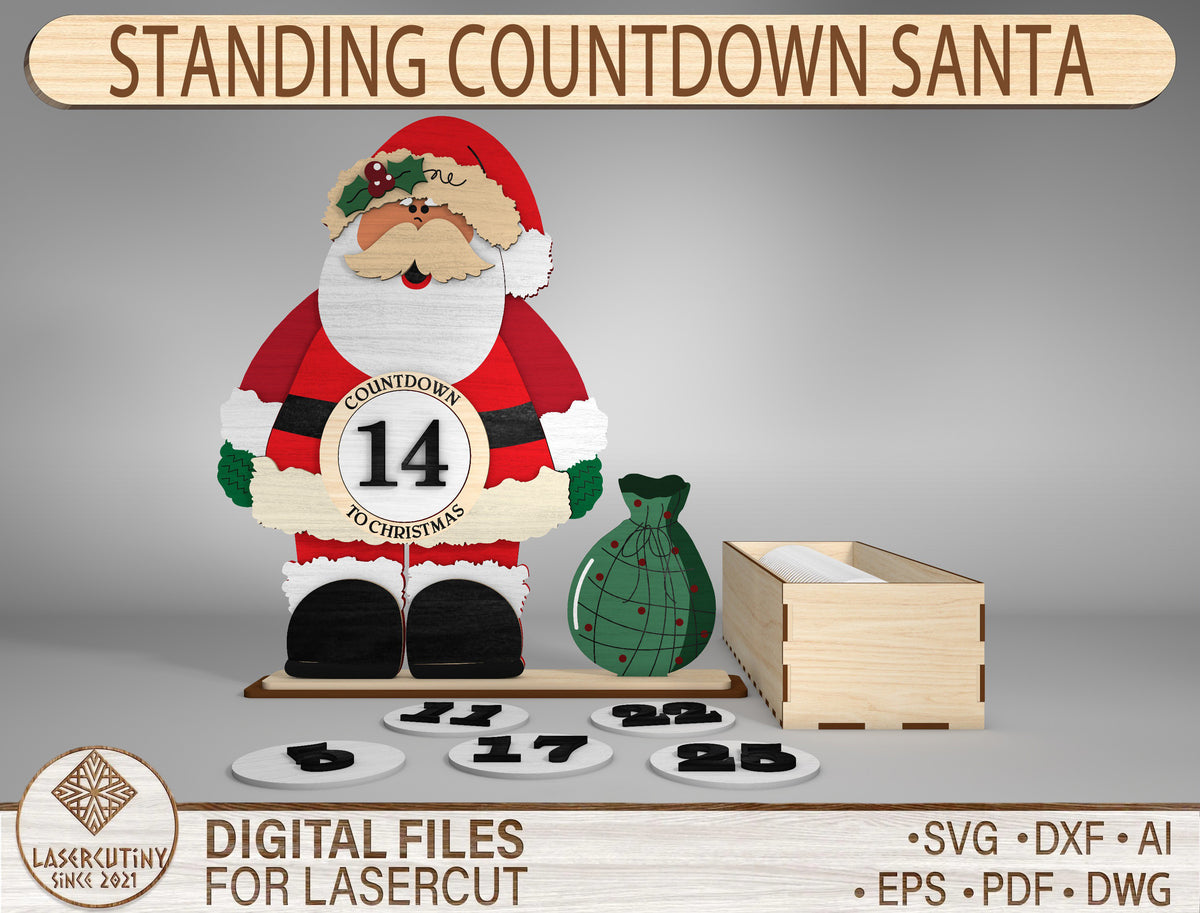 Standing Countdown Santa SVG 1