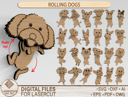 Rolling Dog Magnet SVG Bundle for Glowforge and LightBurn