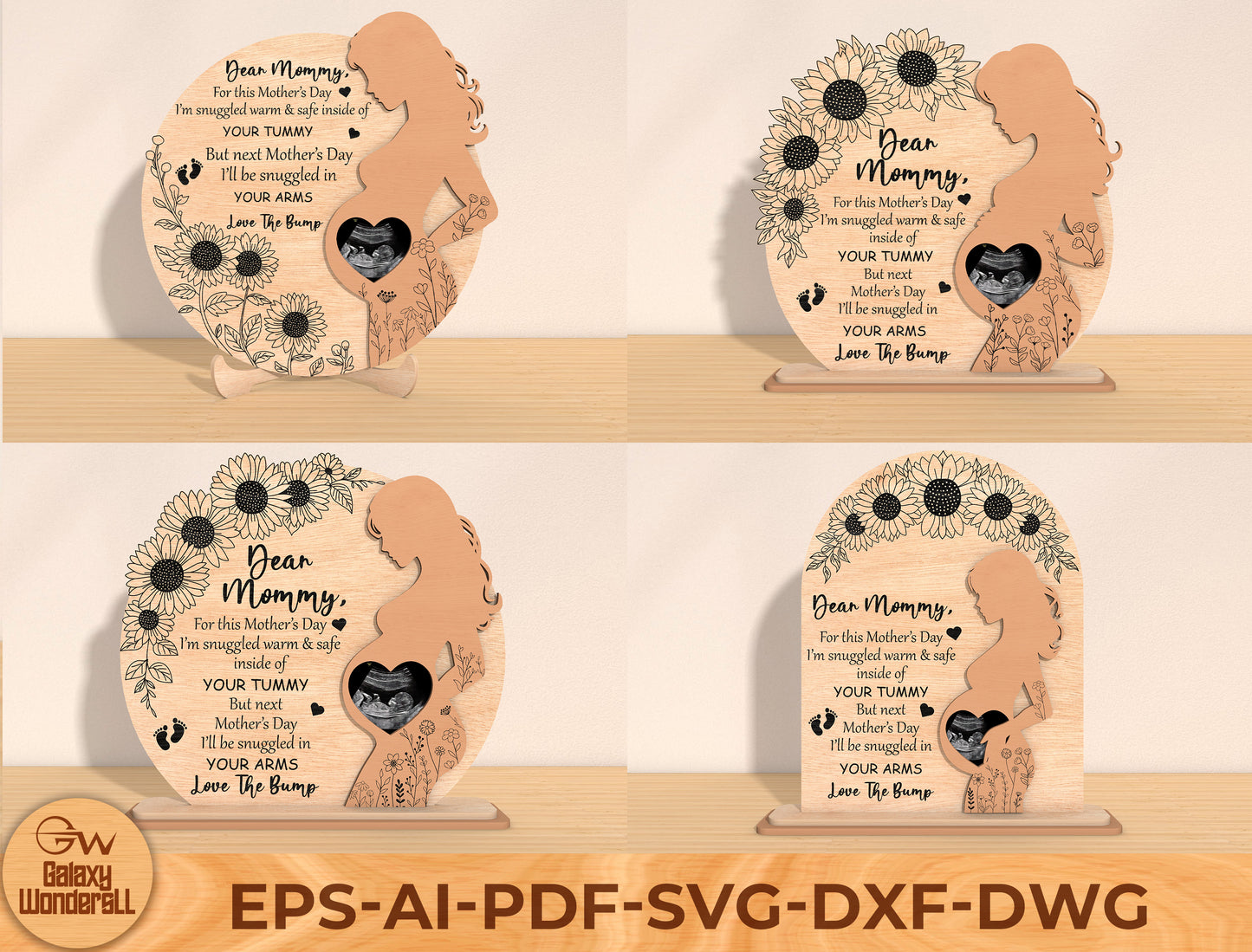 Pregnancy Mother’s Day Photo Frame Laser Cut File | Ultrasound Picture Frame | Expecting Mom Wooden Decor | Glowforge, xTool, LightBurn, etc..