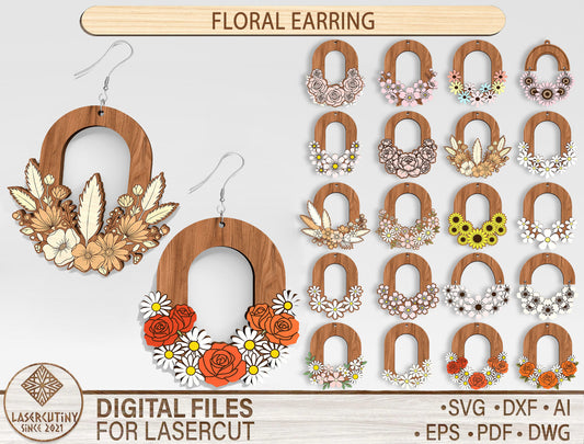 Floral Arch Earring SVG Bundle for Glowforge and LightBurn
