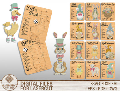 Easter Bunny Puzzle Game SVG 14 Designs Laser Cut for LightBurn and Glowforge