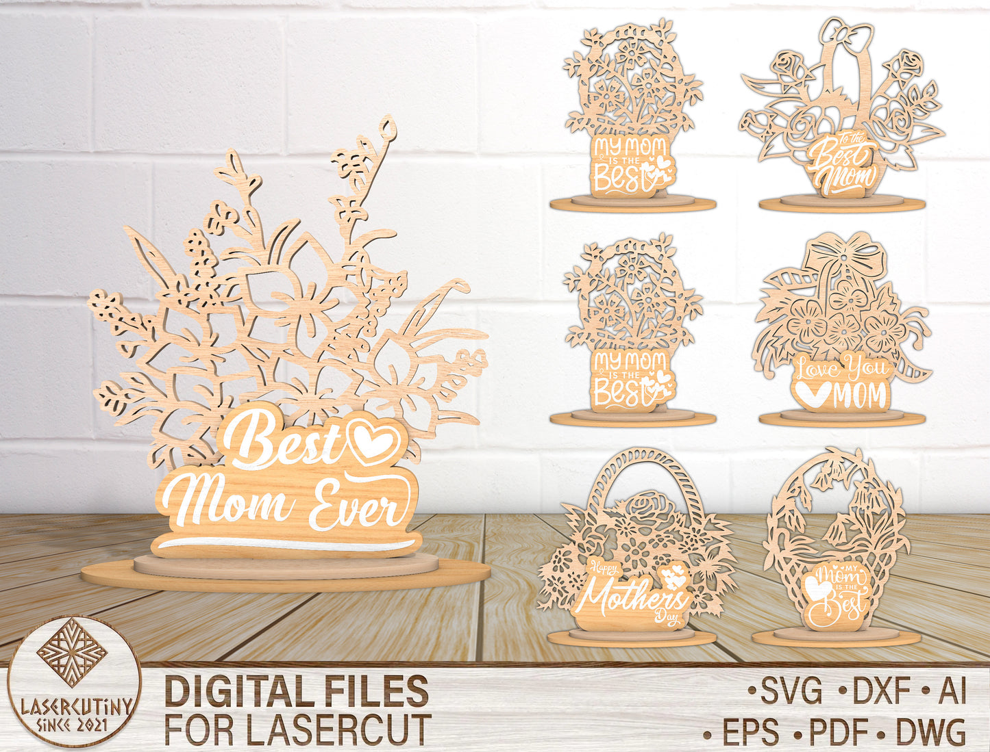 Best Mom Ever Quote Sign SVG Bundle for Glowforge and xTool