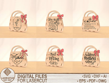 Mother’s Day Bag SVG Bundle Laser Cut File for Glowforge and LightBurn