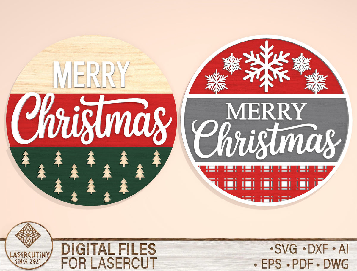 Merry Christmas Round Door Sign SVG 1