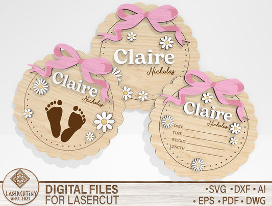 Baby Birth Announcement Sign SVG File for Glowforge and xTool