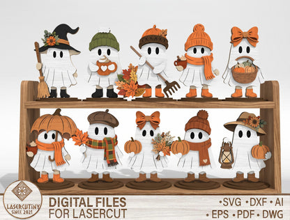Fall Ghost SVG Bundle 10 Designs for Glowforge xTool LightBurn