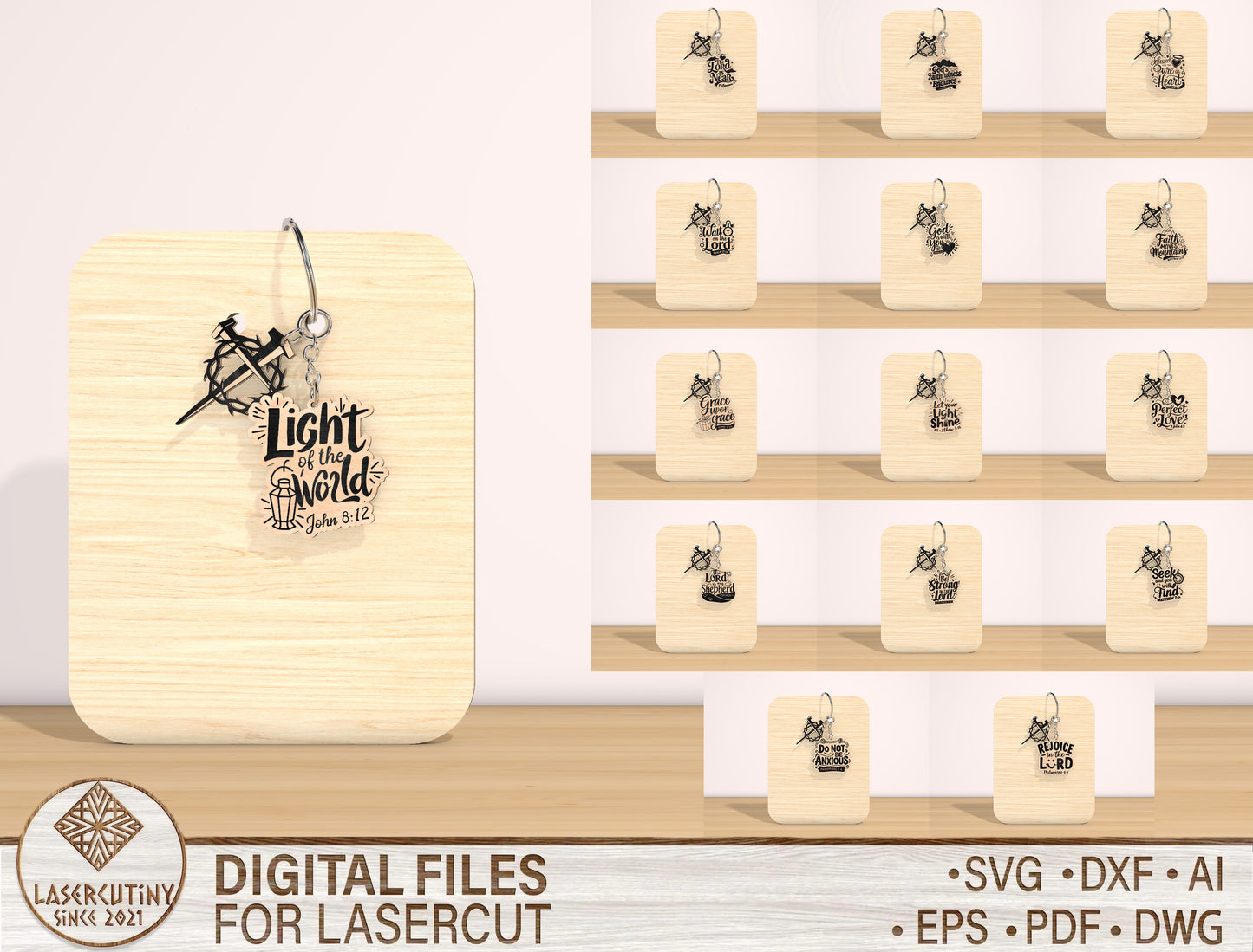 Christian Bible Verse Keychain SVG Inspirational Faith for Glowforge