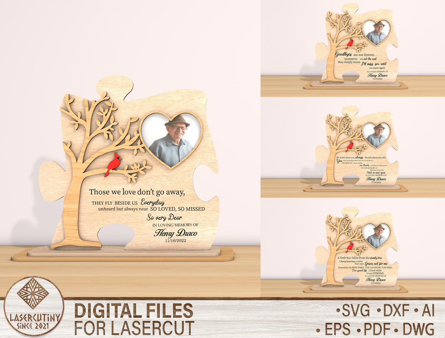 Memorial Puzzle Piece Sign SVG Laser Cut File for xTool