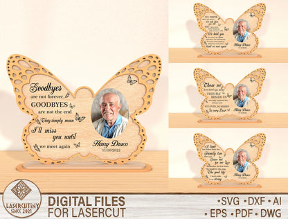 Butterfly Photo Memorial Sign SVG Laser Cut File for xTool