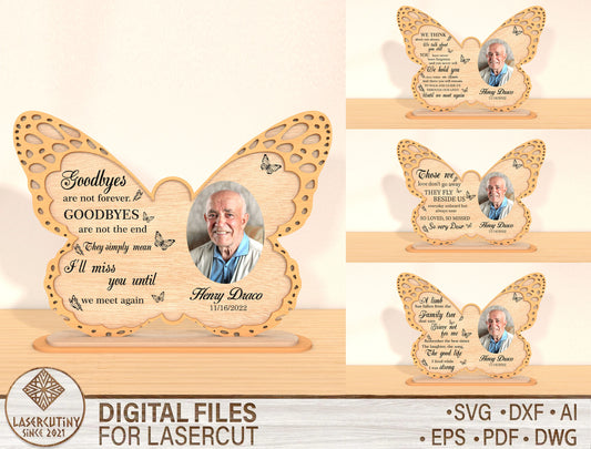 Butterfly Photo Memorial Sign SVG Laser Cut File for xTool