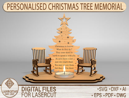 Personalized Christmas Tree Memorial SVG Laser Cut File for Glowforge xTool LightBurn