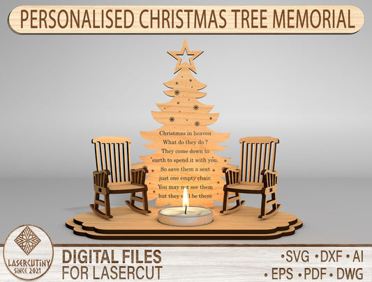 Personalized Christmas Tree Memorial SVG Laser Cut File for Glowforge xTool LightBurn