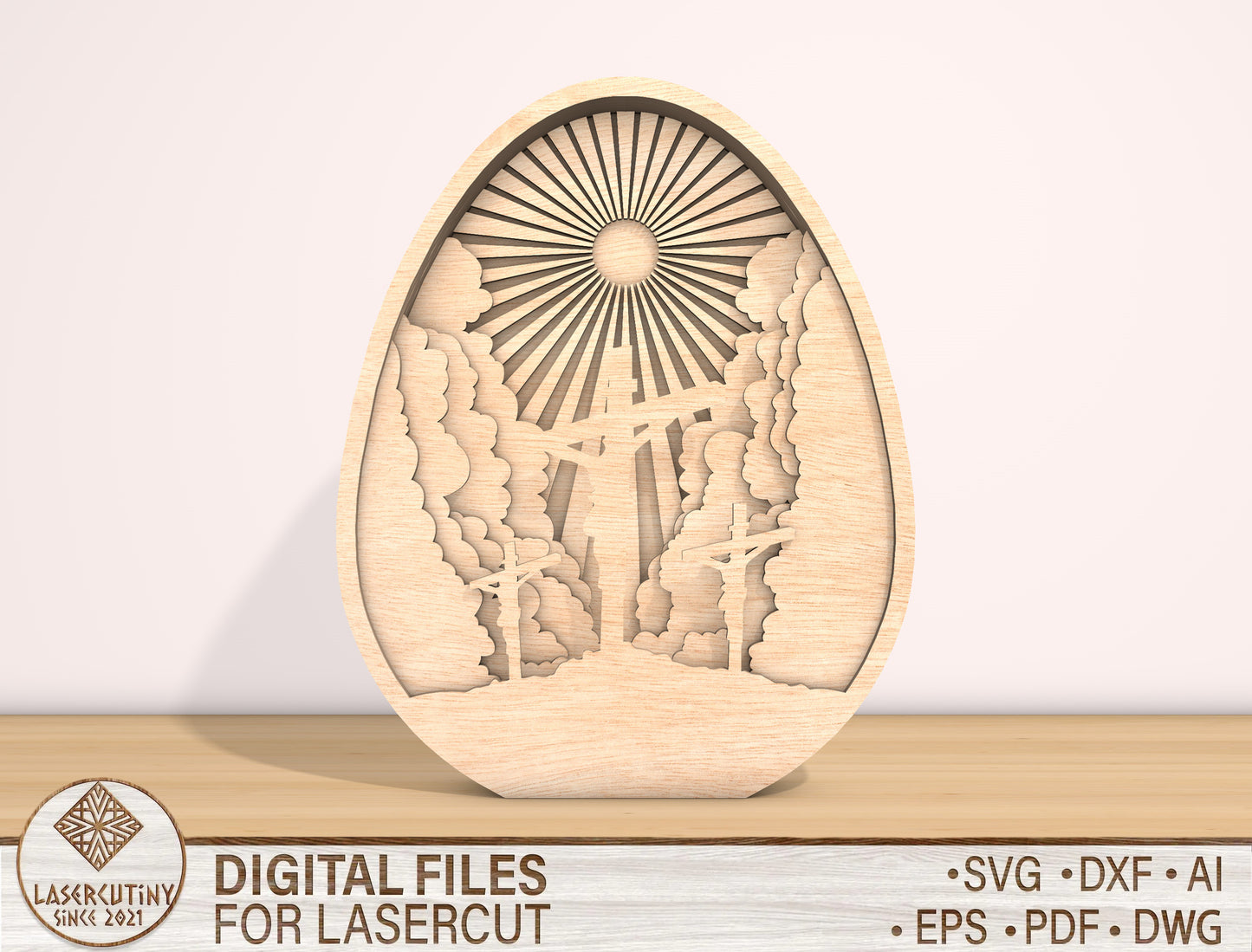 Multilayer Easter Cross Scene SVG Christian Sunrise for Glowforge and xTool