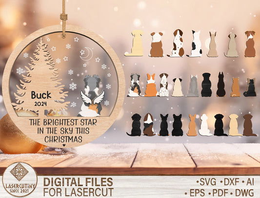 Pet Memorial Ornament SVG Laser Cut File for Glowforge