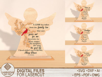 Angel Silhouette Memorial Sign SVG Laser Cut File for xTool