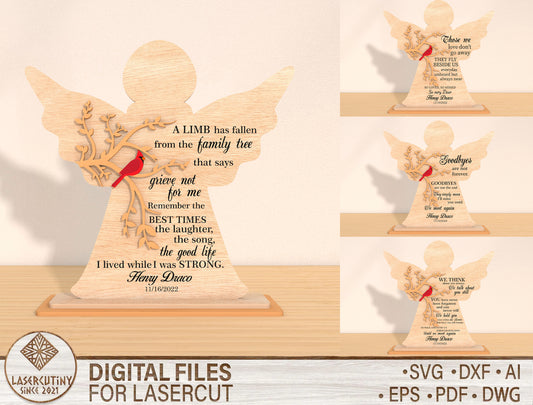 Angel Silhouette Memorial Sign SVG Laser Cut File for xTool