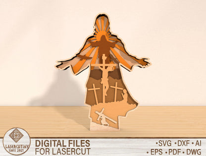 Jesus Silhouette SVG 7 Layer Multilayer Religious Easter for Glowforge