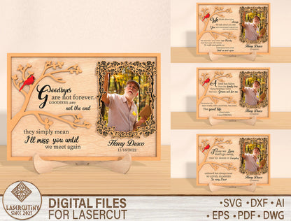Cardinal Tree Photo Memorial SVG Laser Cut File for Glowforge