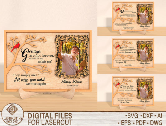 Cardinal Tree Photo Memorial SVG Laser Cut File for Glowforge