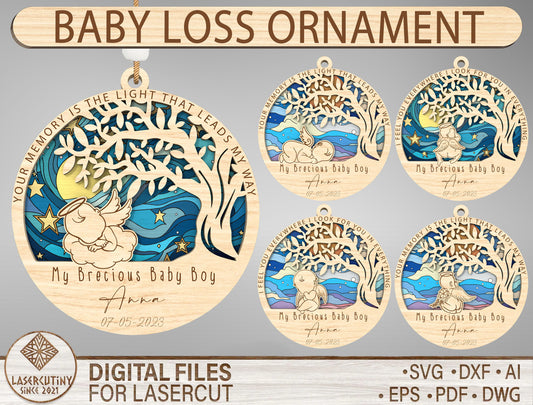 Baby Loss Memorial Ornament SVG Bundle for xTool and Glowforge