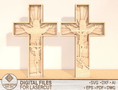 Multilayer Cross SVG Bundle 7 Layer Jesus Crucifix 2 Designs for Glowforge