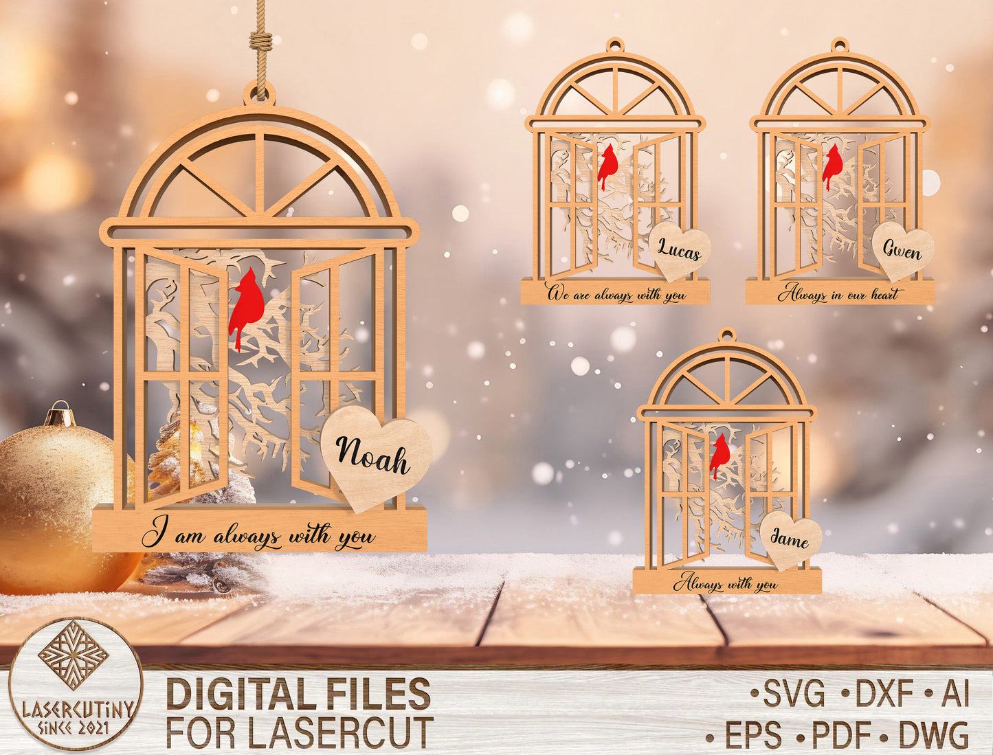 Memorial Window Ornament SVG Laser Cut File for Glowforge