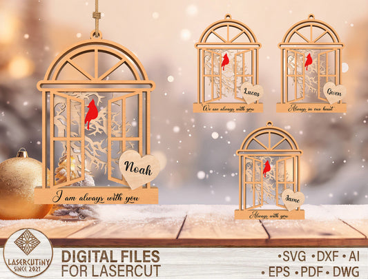 Memorial Window Ornament SVG Laser Cut File for Glowforge